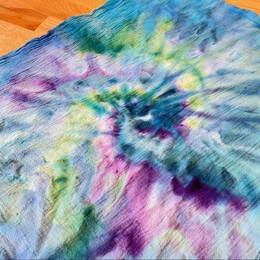 Tie dye kitchen towel flour sack towel purple blue spiral - 4 available